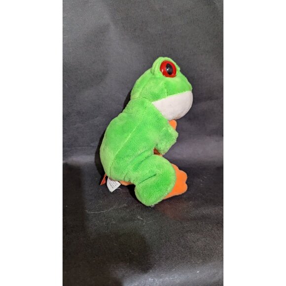 Wild Republic Frog Plush Wrist Hugger Stuffed Toy 8" Red Eyes orange green - Picture 4 of 7